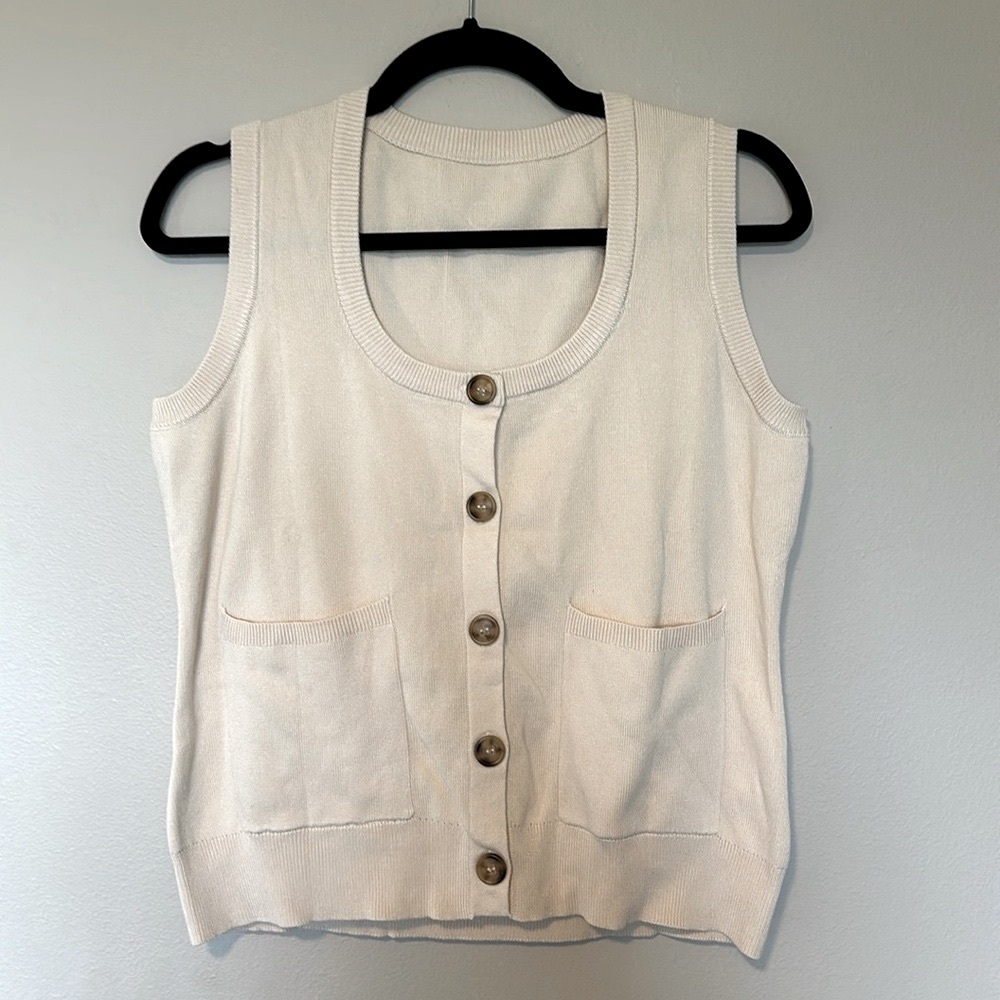 Sleeveless button front sweater vest